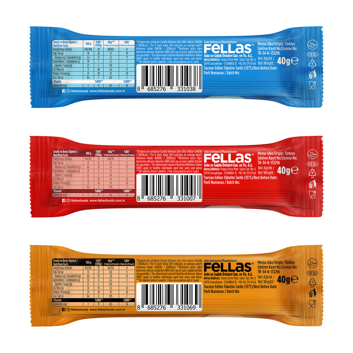Çikolata Kaplı Yüksek Protein Bar (40 g) - Karma Kutu (3 x 3)