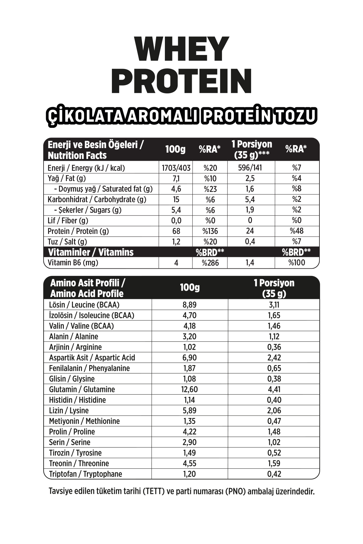 Whey Protein Tozu 2'li Deneme Paketi (525g x 2)