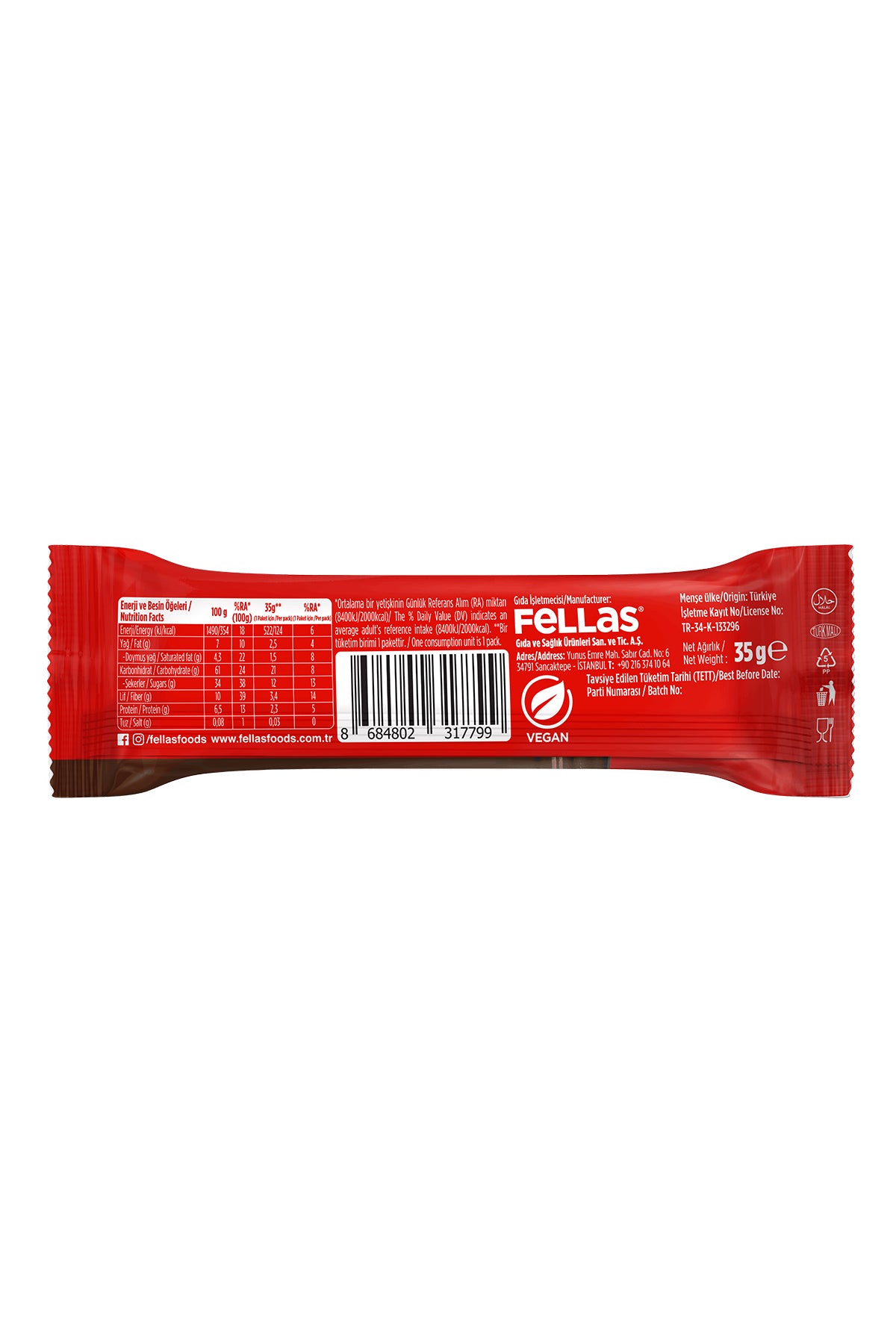 Choco - Çikolata Kaplı Duble Kakaolu Meyve Bar (35 g) x 12 Adet