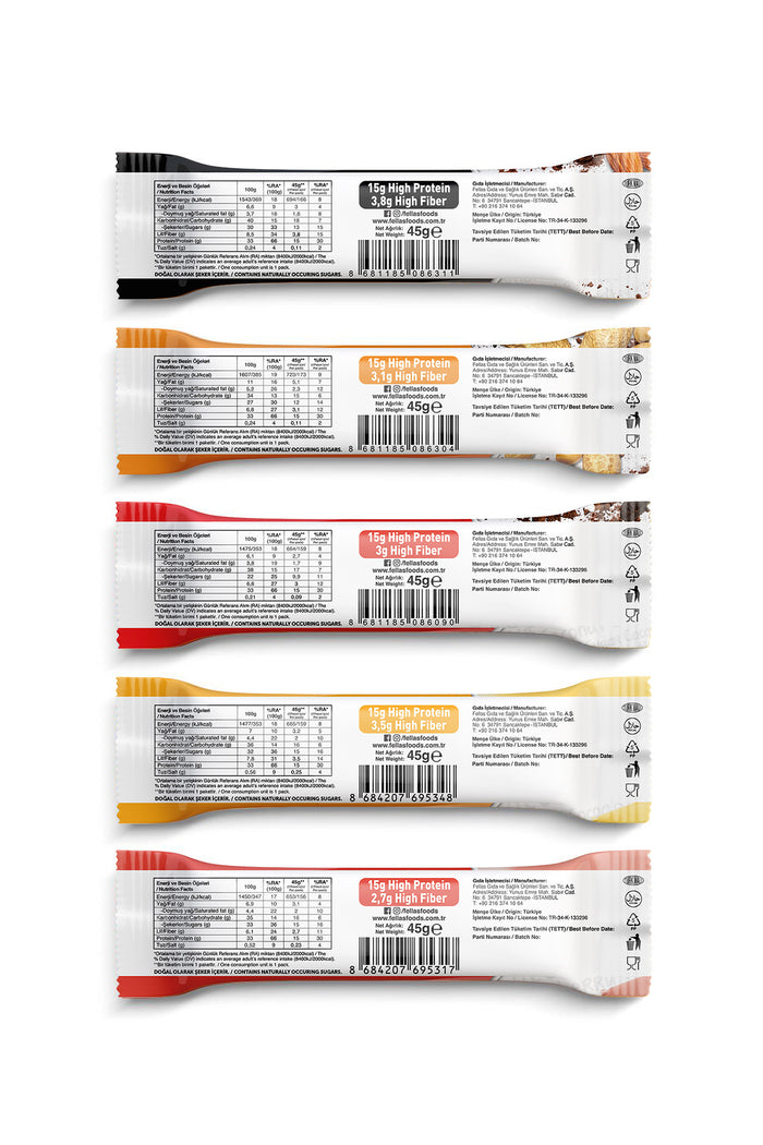 Fellas Yüksek Protein Bar Deneme Paketi x 5 Adet | Glutensiz Şekeri ...