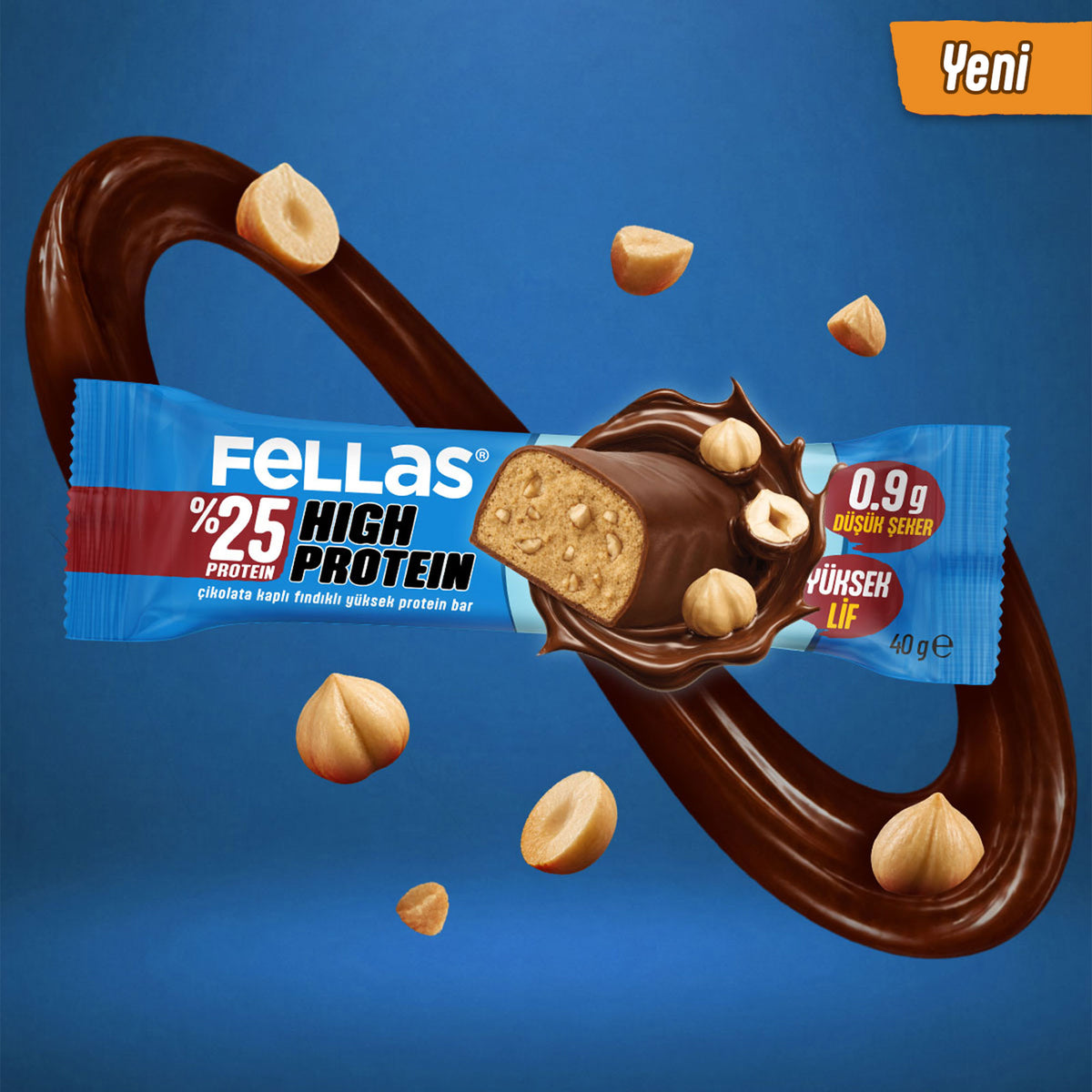 Çikolata Kaplı Yüksek Protein Bar - Fındıklı (40 g) x 12 Adet
