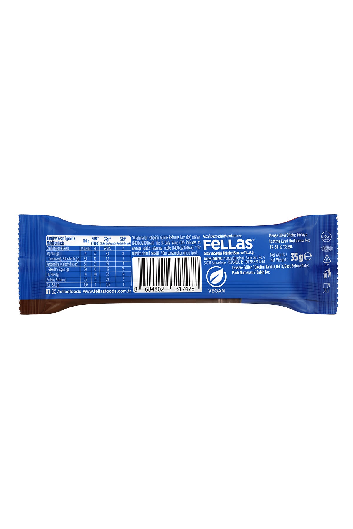 Choco - Çikolata Kaplı Fındıklı Meyve Bar (35 g) x 12 Adet