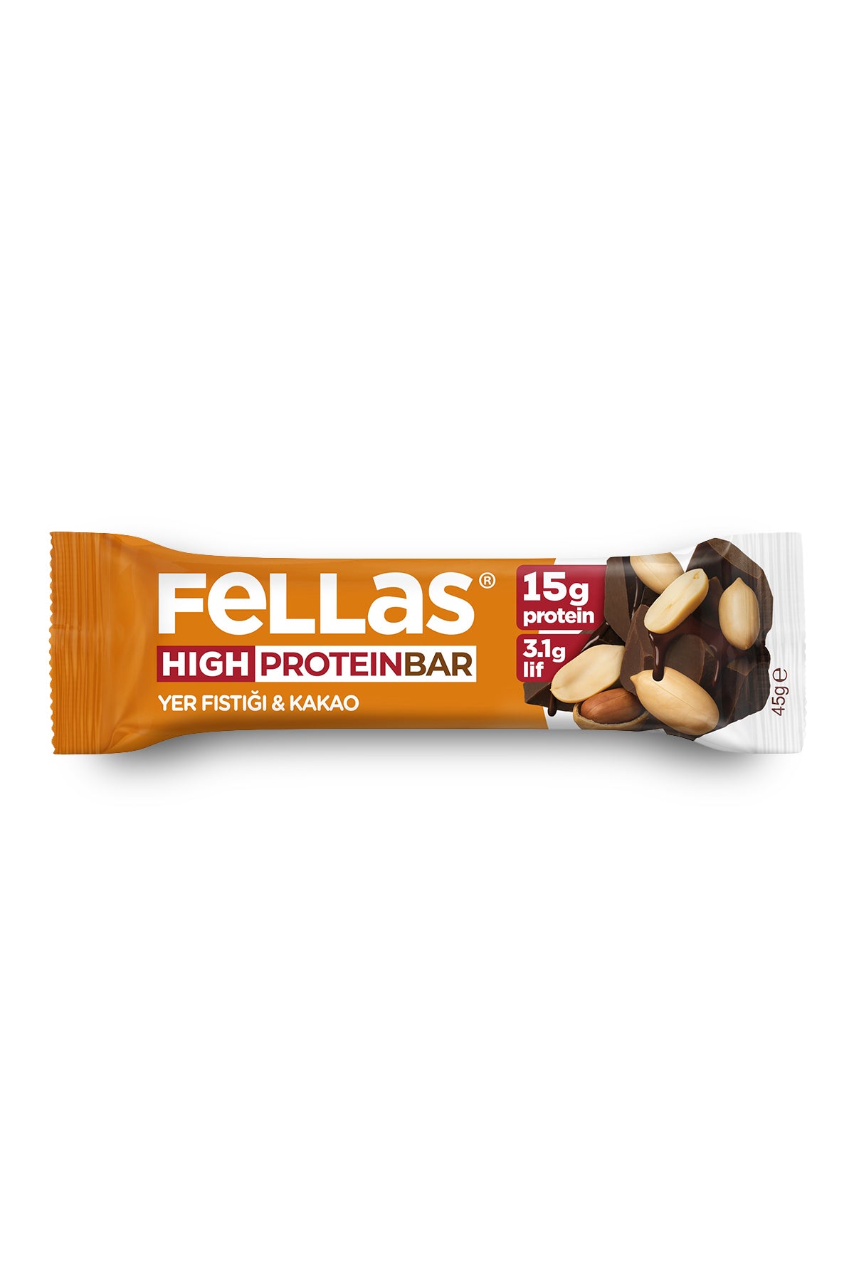Yüksek Protein Bar - Yer Fıstıklı ve Kakaolu (45 g) x 12 Adet