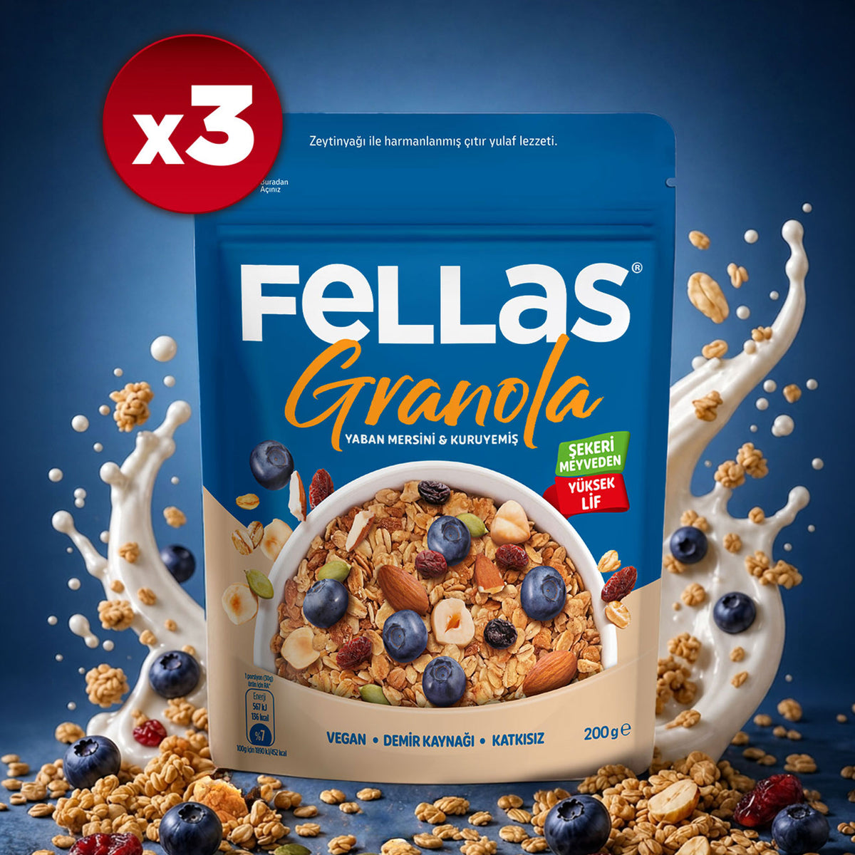 Granola - Yaban Mersini & Kuruyemiş (200 g) - 3'lü Paket