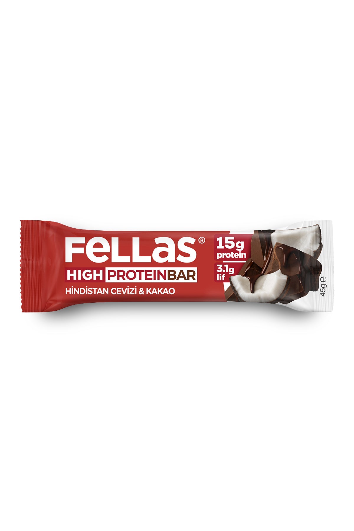 Yüksek Protein Bar - Hindistan Cevizli ve Kakaolu (45 g) x 12 Adet