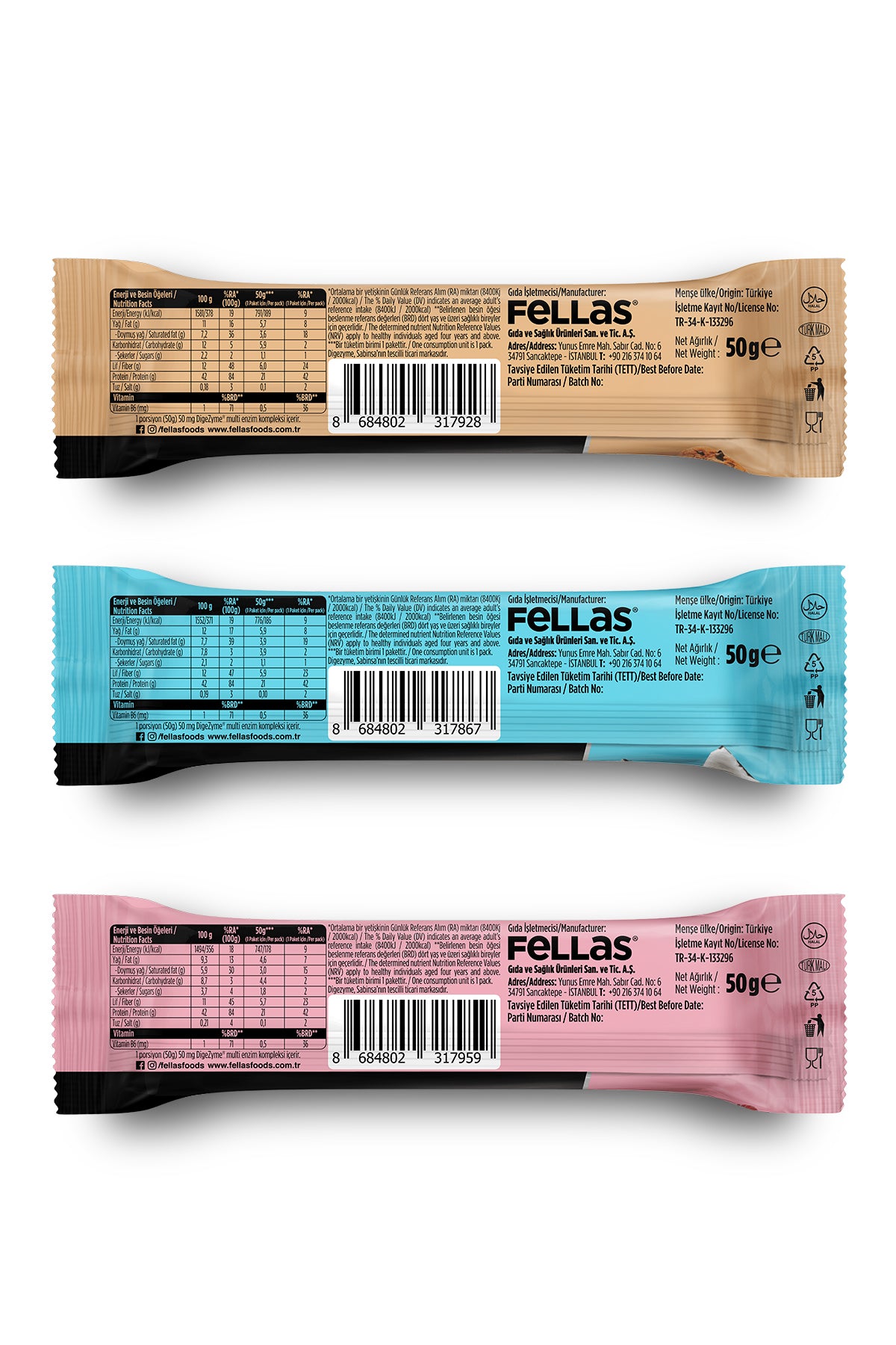 Çikolata Kaplı HighPro+ Protein Bar (50 g) Karma Kutu (3 x 3)