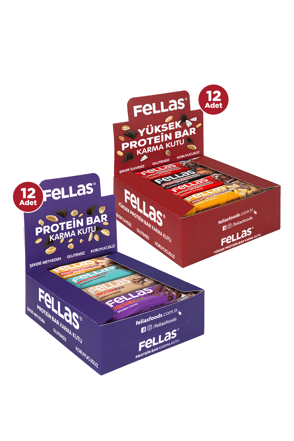 Protein Bar Süper Karma Kutu - 24 Adet (Yüksek Protein Bar (45 g) x 12 + Protein Bar (32 g) x 12)