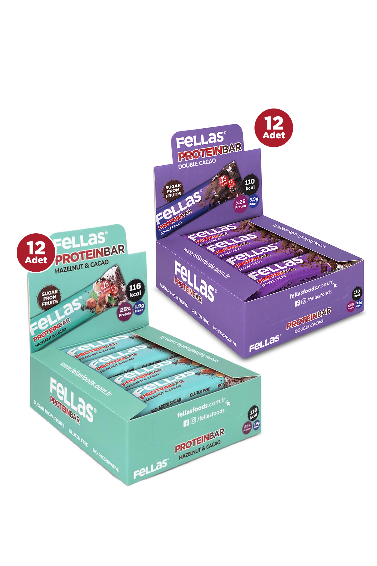 Protein Bar (32 g) Süper İkili Kutu - 24 Adet (Duble Kakaolu x 12 Adet + Fındıklı ve Kakaolu x 12 Adet)
