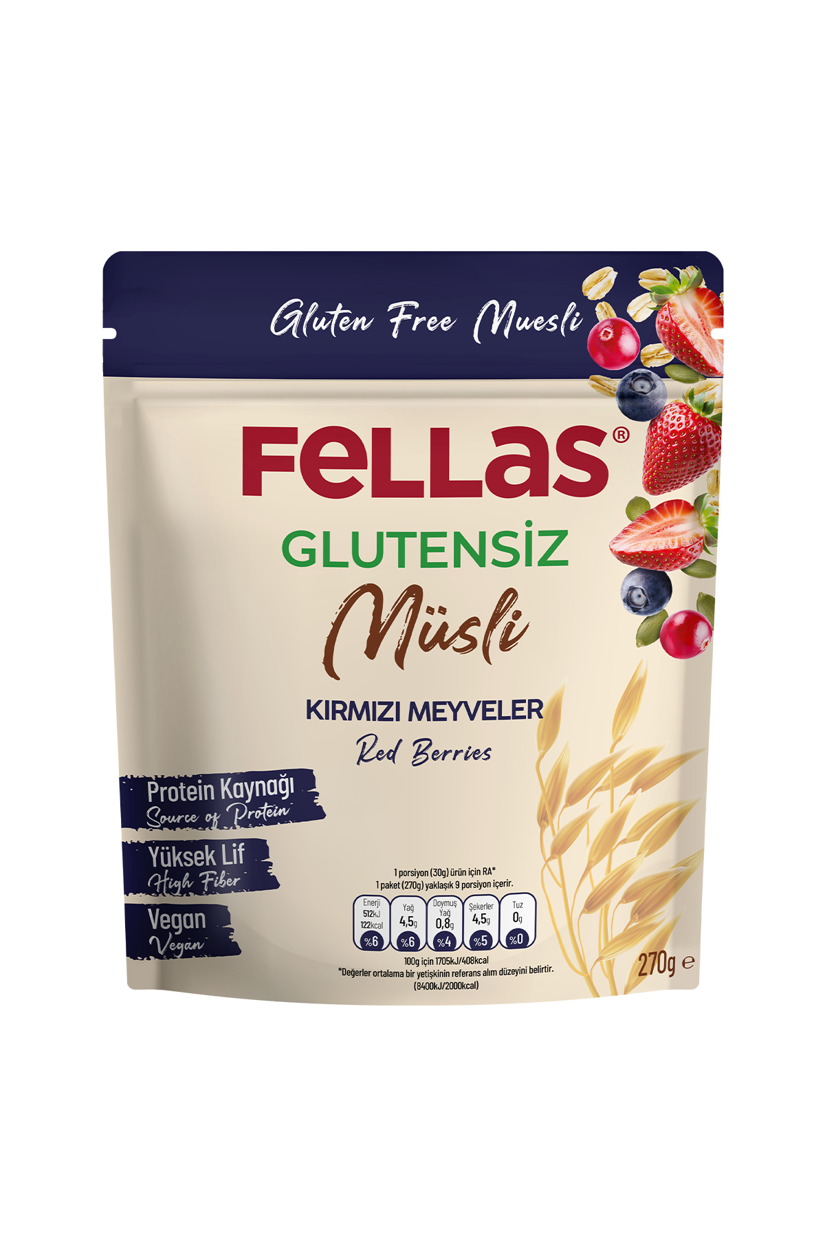 Glutensiz Müsli - Kırmızı Meyveli (270 g)
