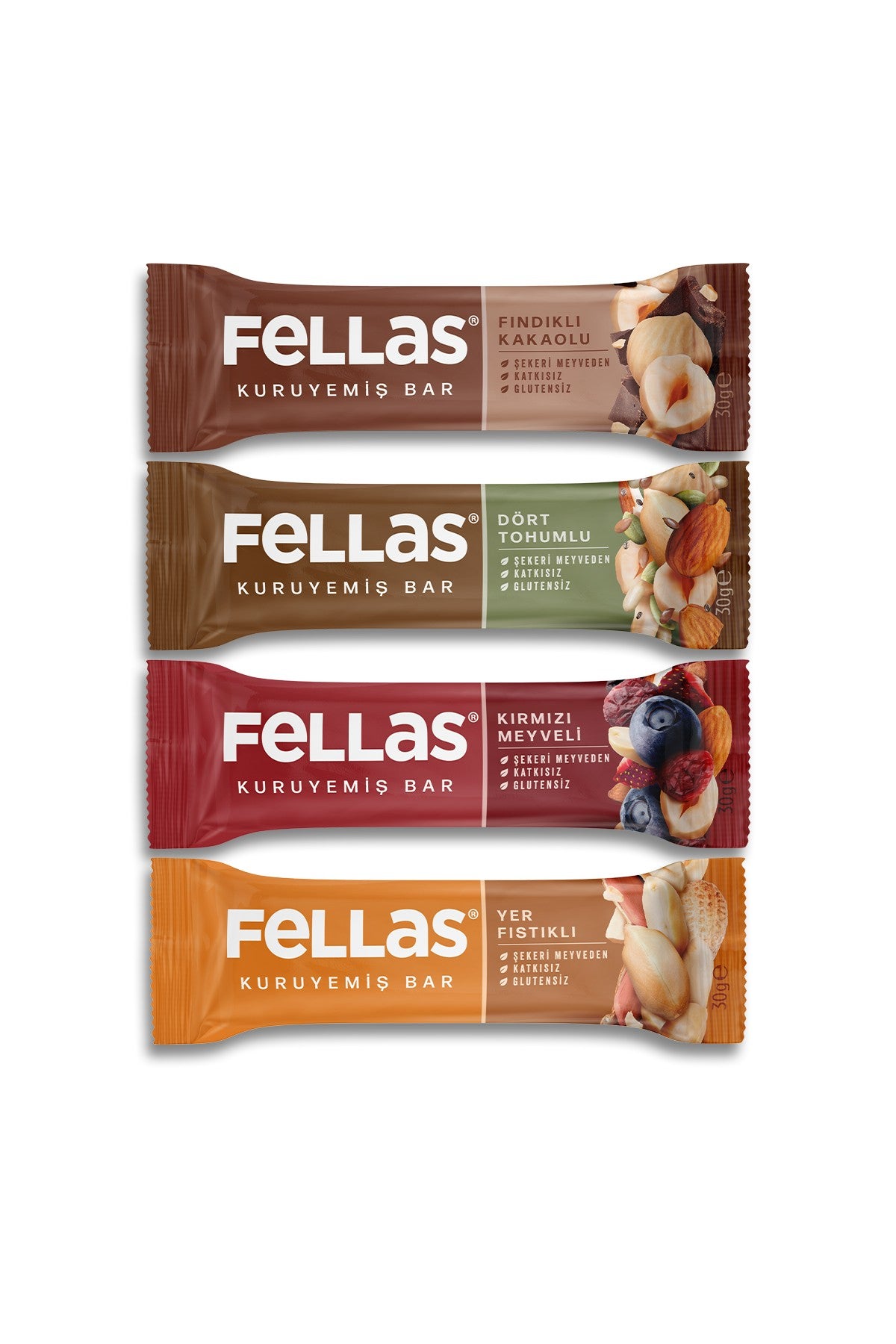 Kuruyemiş Bar (30 g) Karma Kutu - 12 Adet (4 Çeşit)