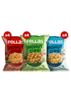 Fellas Nohut Cipsi 12'li Mix - Mevsim Yeşillikleri (50 g) x 4 + Paprika (50g) x 4 + Deniz Tuzlu (50g) x 4