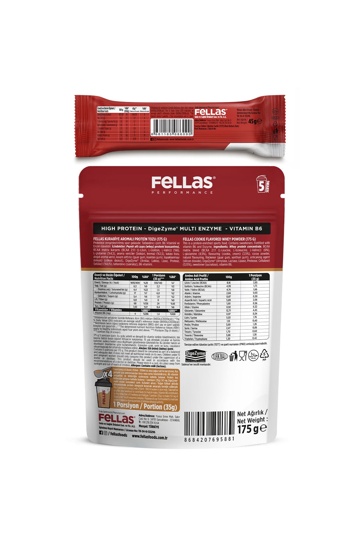 Hindistan Cevizli ve Kakaolu Yüksek Protein Bar x 12 + Kurabiye Aromalı Performance Whey Protein Tozu (175 g) - Avantajlı Paket